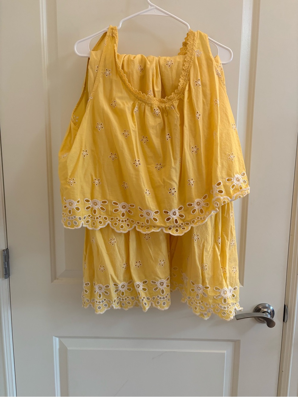 Yellow Eyelet Midi Skirt - Women's Summer Skirt and Top